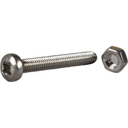 ESSVE 550282 Maskinskrue møtrik, afrundet hoved, syrefast A4 M3 x 20 mm, pakke med 10, Befæstelse
