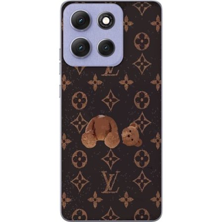 Kompatibel Mobilcover til Motorola Motorola Moto G86 Power Luksuriøst monogrammønster med knust bamse i mørk modeæstetik