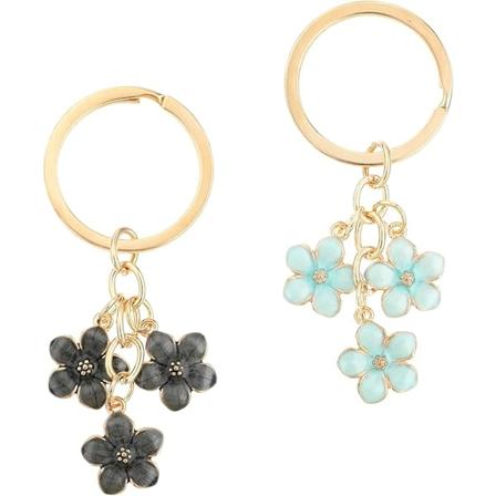 2 kpl söpöä kukka-avaimenperää kultaista avaimenperää laukkuhelmiä söpöjä auton tarvikkeita avaimia laukkujen tarvikkeita naisille lahjaksi Blue Black