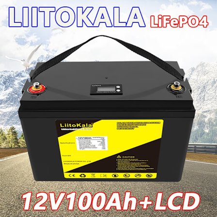 LiitoKala 12V90Ah 100Ah 12,8V120Ah/150Ah/200Ah/240Ah/300Ah LiFePO4 batteri til autocampere Golfvogn Off-Road Off-grid
