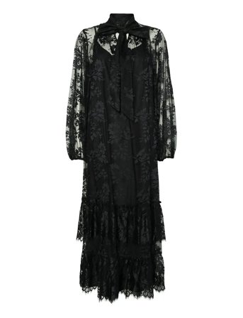 YAS Yaslacilla Ls Lace Long Dress - Show - Black - 38