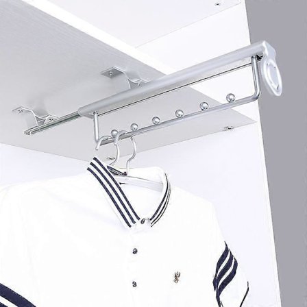 Kraftig Utræksbar Tøjstativ Bukse Glidende Bøjle, Teleskopisk Garderobe, Bøjlestang til Tøjskab