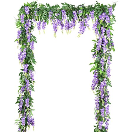 2 st 6 Ft/Piece Konstgjorda blommor Silke Wisteria Garland Konstgjord Wisteria Vinranka Hängande blomma Grönska Garland för Hemträdgård Utomhus 