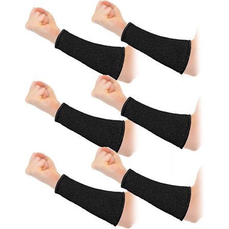 Ærmer - Skærebestandige ærmer - 3 par armbeskyttere - Niveau 5 beskyttende armbeskyttere (sort, 20 cm)