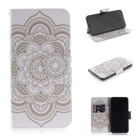 iPhone Xs Max mønstret læder flip cover - Henna Lotus