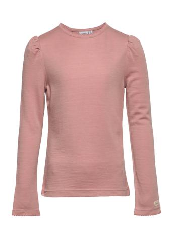 Nkfwyla Wool/Vis Ls Top Xxii Langærmet T-shirt Lyserød Name It
