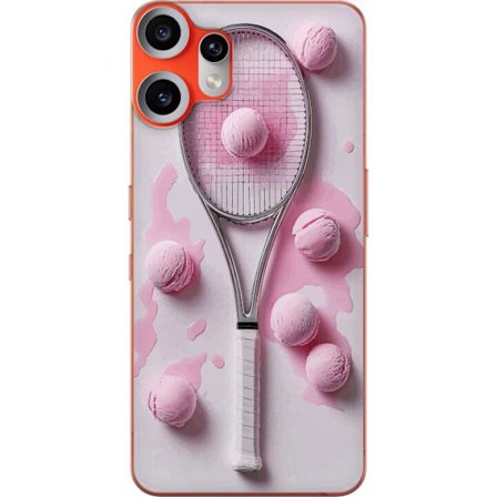 Kompatibel Mobilcover til Nothing Nothing CMF Phone 2 Pro Rosa glaskugler og tennisketsjer i et kreativt stillbillede med legende popfølelse og moder