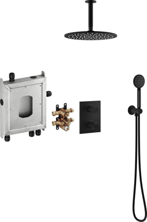 Mora INXX II 275001.12 Takduschset för inbyggnad, med omkastare Mattsvart, Badrum
