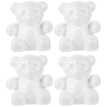 4 stk. Håndværksbjørn Form Modellering Polystyren Bjørn Figur Ornamenter til DIY Maling Blomsterarrangement Gave Bryllupsfest Dekoration (15 cm)