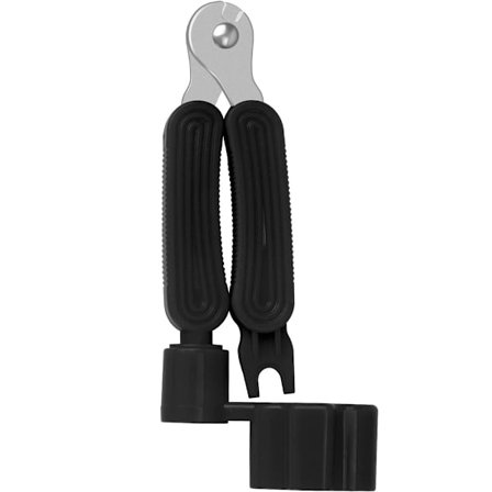 3-i-1 guitarstrengsskifter, der kombinerer guitarstrengsvinder og guitarstrengsklipper - (Sort)