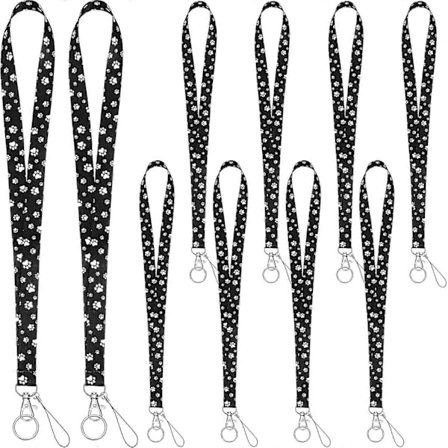 10 kpl Avaimenperä koiran tassu kaulanauha avaimille, kaulanauhat henkilökorteille, söpö tassunjälki (FMY)