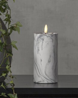 Star Trading LED Stumpenkerze Marmor Grau