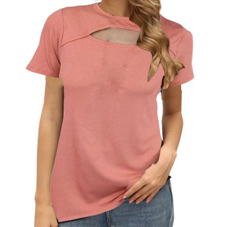 Kortärmad T-shirt För Kvinnor I Enfärgade Toppar