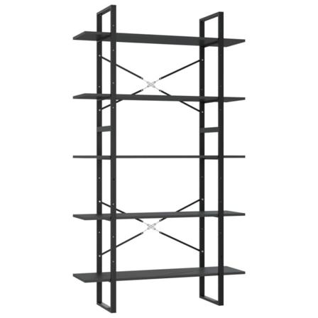 Vidaxl Bokhylla 5 Hyllplan Grå 100x30x175 Cm Spånskiva Grå