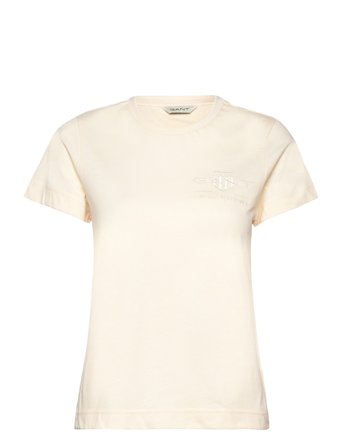 GANT Reg Tonal Shield Ss T-Shirt - Cream - L