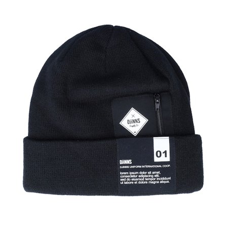 Djinns - Black cuff Beanie - Basic Beanie Lorem Pocket Black Cuff @ Hatstore