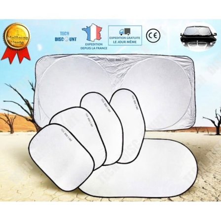 Solskydd för bil - TEC - Paket med 6 - Bländningsskydd - UV-skydd - Termisk isolering