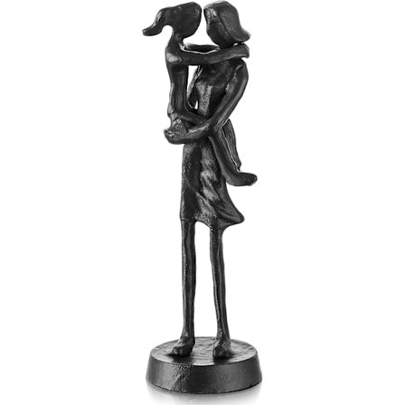 Jern Mor og Datter Skulptur Gave - Svart Metall Mamma Datter Statue for Morsdag Bursdag fra Datter til Mamma Unik Figurin Ornament
