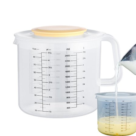 Stor målebeger med lokk, ideell for baking | Målekanne med markeringer, sprutsikker bakebolle, egnet for pisking av krem og blanding av salater.