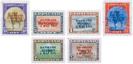 Grønland 1945 - Amerikaner-udgave - AFA 20A-25A - Postfrisk