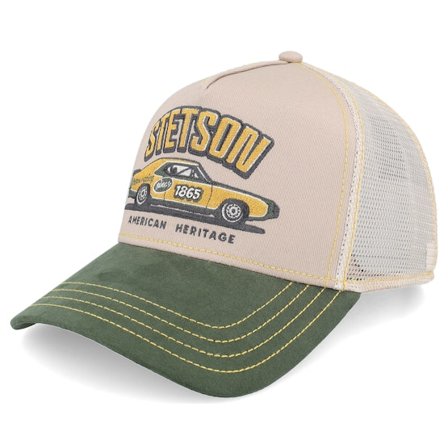 Stetson - Beige trucker Caps - Racing Green/Beige A-Frame Trucker @ Hatstore