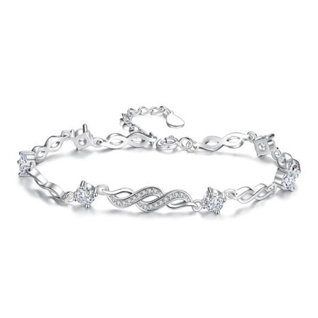 Kvinnor flickor Armband Tofs Kedja Smycken Present Tonåring S925 Sterling Silver Personlighet Enkel Geometrisk White gold color 925 silver