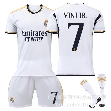23-24 Ny Real Madrid Hjemme Barnas Voksen Fotballsett med Sokker-7 VINI JR.-3XL 7 VINI JR. 3XL