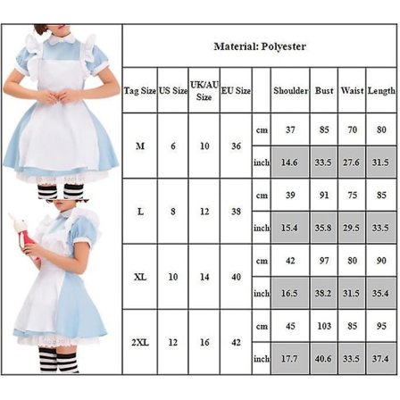 Kvinner Alice i Eventyrland Kostyme Cosplay Kostyme Pikerkjole Eventyrkjole Kle deg opp med Hodeplagg Antrekk Sett Gaver