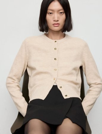 Mango Knitted Button Cardigan - Cream - XL