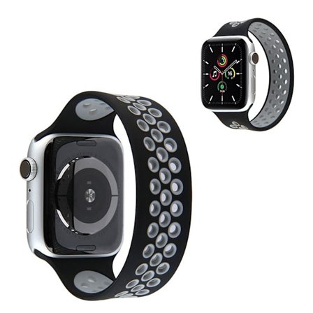 Apple Watch Series 6 / 5 40mm dual color silicone watch band - Black / Grey / Size: S