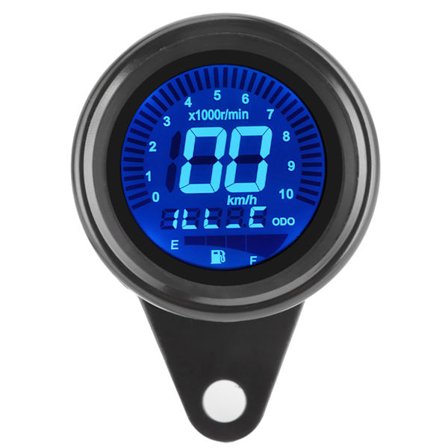 Motorcykel Multifunktionelt Måler Tachometer Odometer Brændstofmåler Speedometer 12V Universal (Sort)