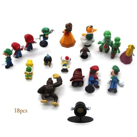 18 stk. Super Mario Brothers Actionfigurer Tegneserie Legetøjssæt 18 Forskellige KLB