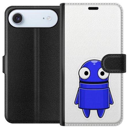 Yhteensopiva Lompakkokotelo Apple Apple iPhone 17 Air Sininen piirretty hahmo, jossa on suuret silmät ja ystävällinen ilme minimalistisessa muotoil