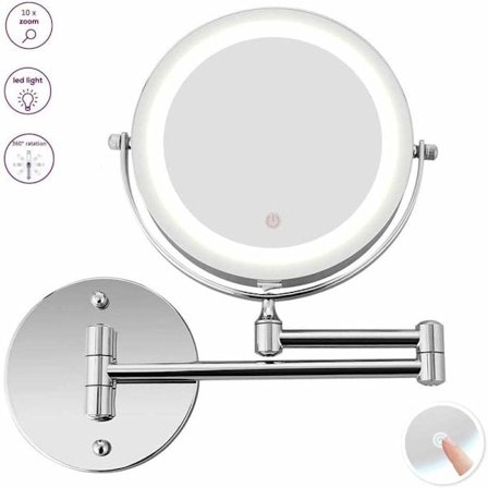 LED-valaistu meikkipeili - 10x yhteensopiva valaistu seinä