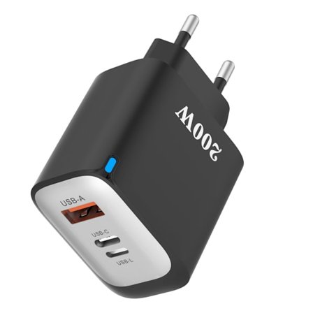 Kannettava 200W 3 in 1 USB C USB A USB L -pikalaturi älykkäällä siruteknologialla tehokkaaseen laitteiden lataukseen