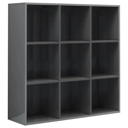 Vidaxl Bokhylla Grå Högglans 98x30x98 Cm Spånskiva Grå