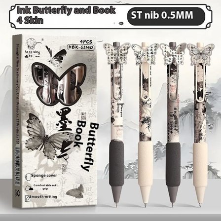 4 stk./sett Kreativ Soft Grip Gel Penn Trykk Type 0,5 mm Svart Blekk