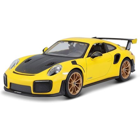 Maisto Porsche 911 GT2 RS Gul med Karbonhette og Gullhjul Spesialutgave 1/24 Die-Cast Modellbil