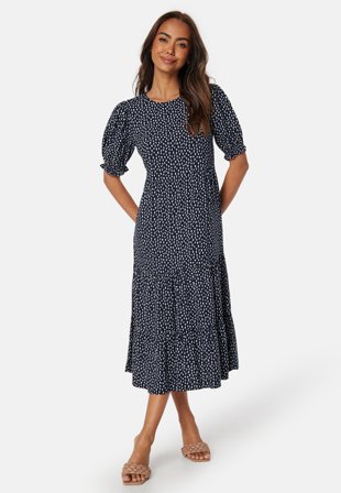 Happy Holly Puff Sleeve Viscose Midi Dress Klær