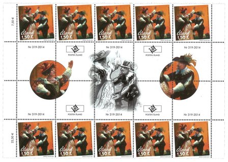 Åland - Teaterforening - Postfrisk gutter 10-stribe