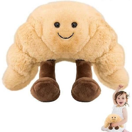 Croissant Plysch, Kreativ Mjukt Leende Mat Plysch, Mjuk Simulerings Smiley Croissant Leksak, Festdekorationer Brödkudde[D]