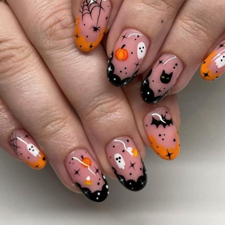 Halloween-sarjan kynsien tehostus musta hämähäkinseitikynsi p