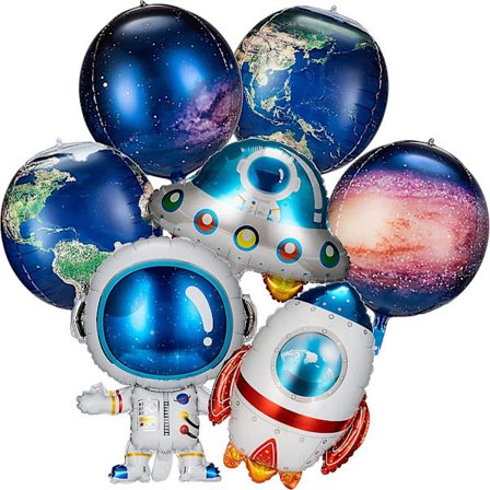8 stycken Galaxy Rymdballonger Stora Rymdtema Ballonger Uppblåsbara Raket Astronaut Jord Rymdskepp Planet Ballonger Rymdtema Festtillbehör