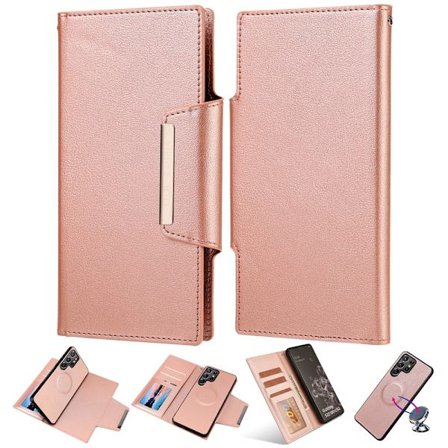 SKALO Samsung S23 Ultra DOLIZMA 2 i 1 Magnet Plånboksfodral - Rosa