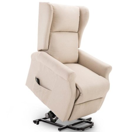 Rootz Stand-up Chair - Fjernbetjeningsstol - Tv Stol - Linned + Træ + Skum - Creme - 72,5 X 94 X 109 Cm