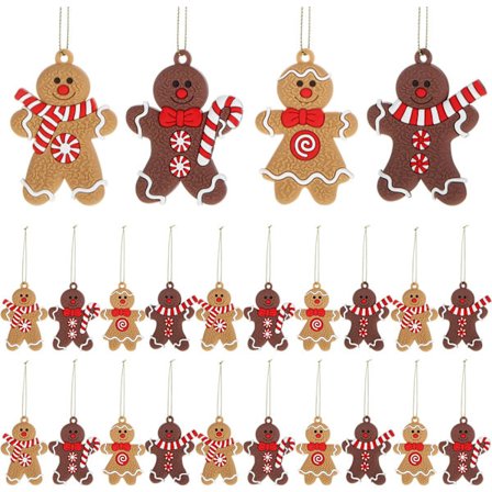 24-pack Gingerbread Decorations Christmas, Gingerbread Man Decoration, Gingerbread Man Hanging Christmas Tree Ornament for Christmas Tree Decoration