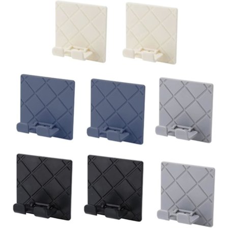 Stikprop Krog Plastik Krog Multifunktionel Stikpropper Selvklæbende Kroge Til Dørkroge, Håndklædekroge, Nøglekroge, Væg, Dekorationskroge(8stk, Sort+