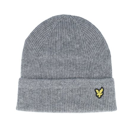 Lyle & Scott - Grau cuff Mütze - Racked Rib Mid Grey Marl Beanie @ Hatstore