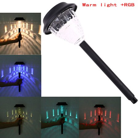 Solar LED-ljus utomhus vattentät färgskiftande gräsmatta lampa Varmt ljus