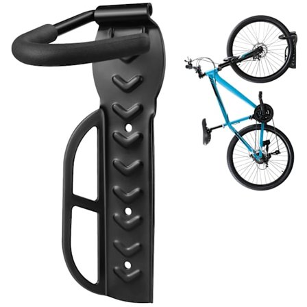 Cykelholder til garagevæg, vægmonteret cykelholder med skruer, kraftig stålkrog til lodret cykelophæng, der kan holde op til 66 lb